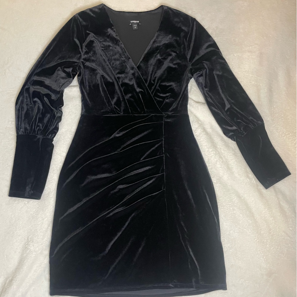 Express Velvet Long Sleeve Mini Dress